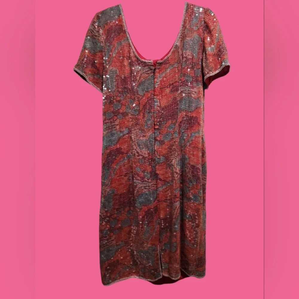 Styleworks Elegant Womens Sequined Floral Dress, Size 16 - Picture 3 of 5